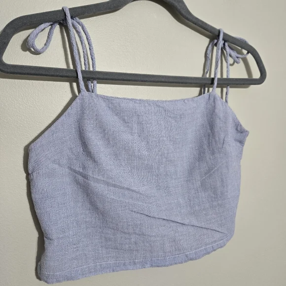Brandy Melville Cropped Tank Top With Tie Straps Cotton One Size - Picture 2 of 7